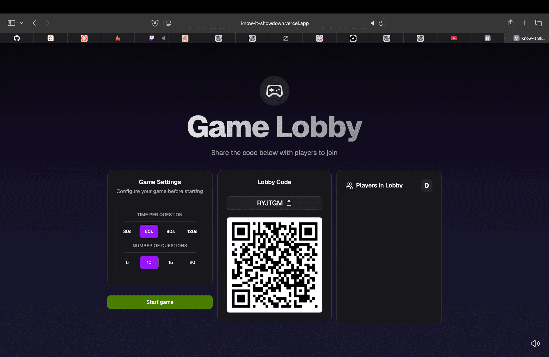 Quiz game screenshot